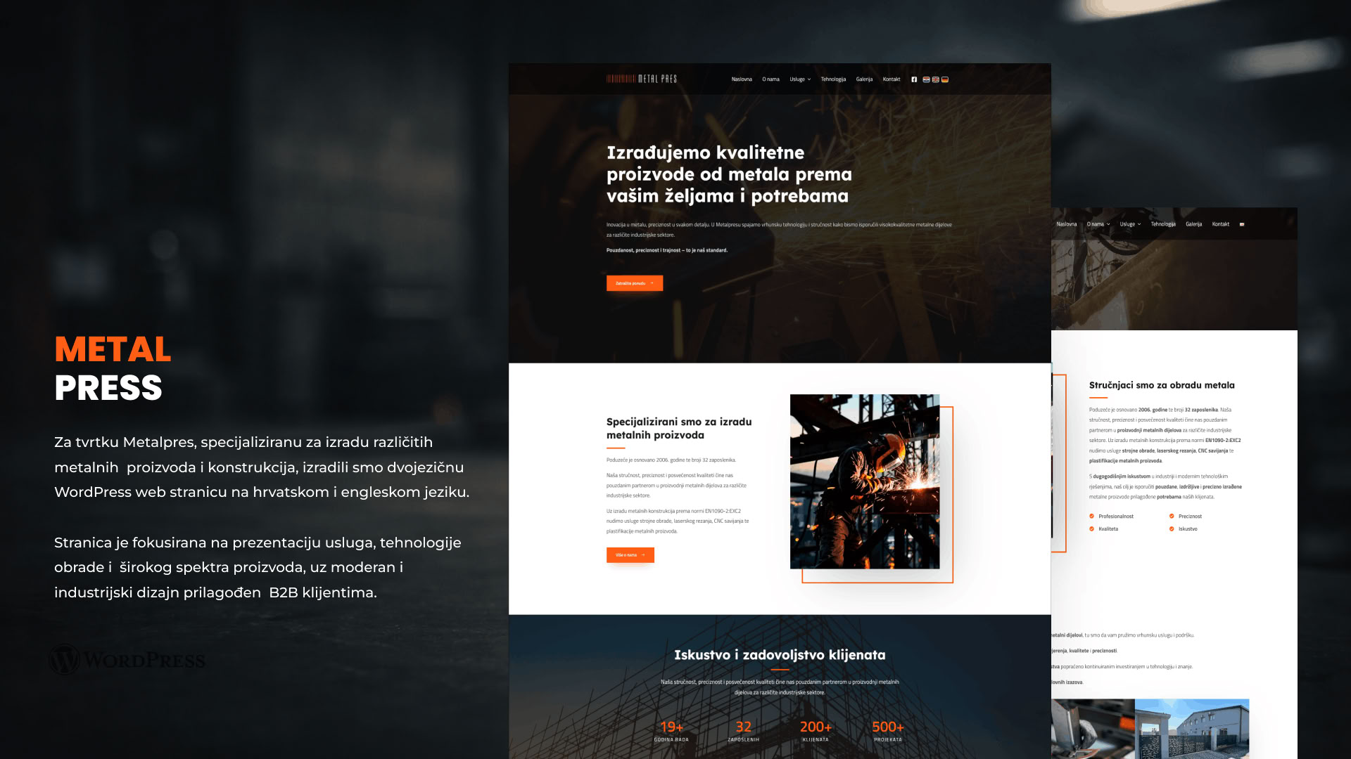 Izrada višejezične WordPress web stranice za proizvođača metalnih proizvoda – Metalpres