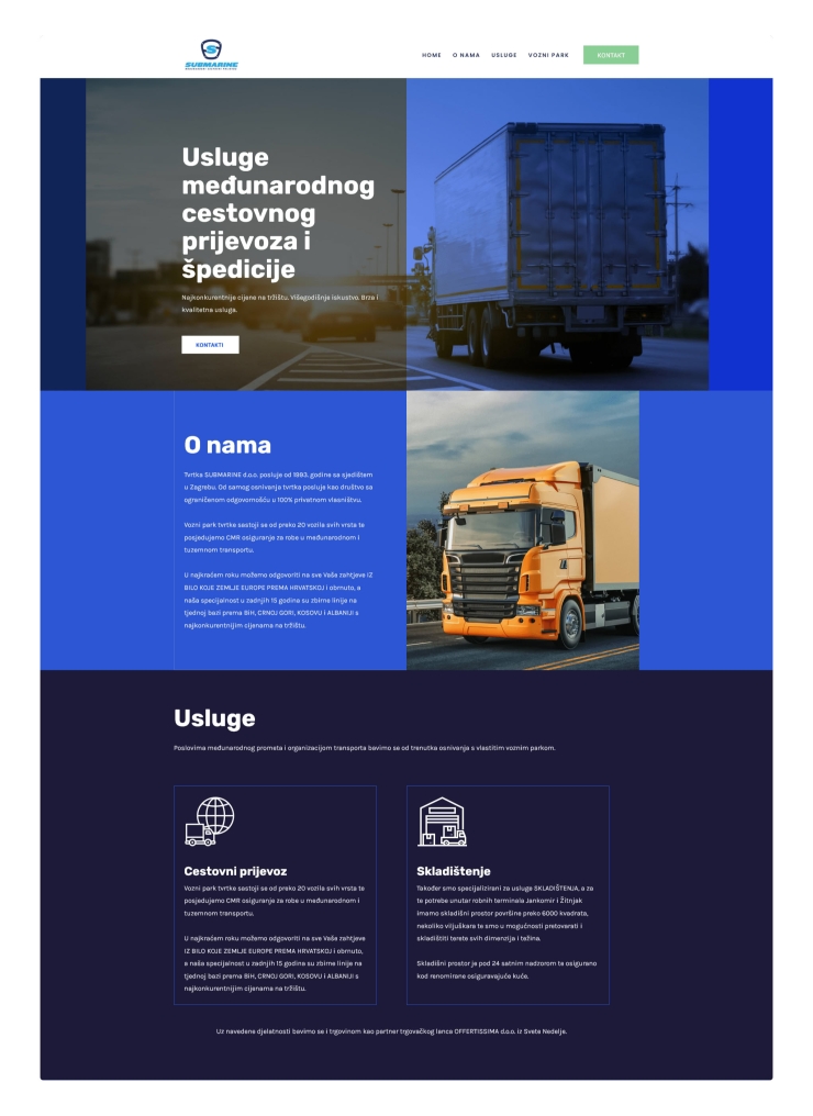 Izrada OnePage web stranice za tvrtku – Submarine