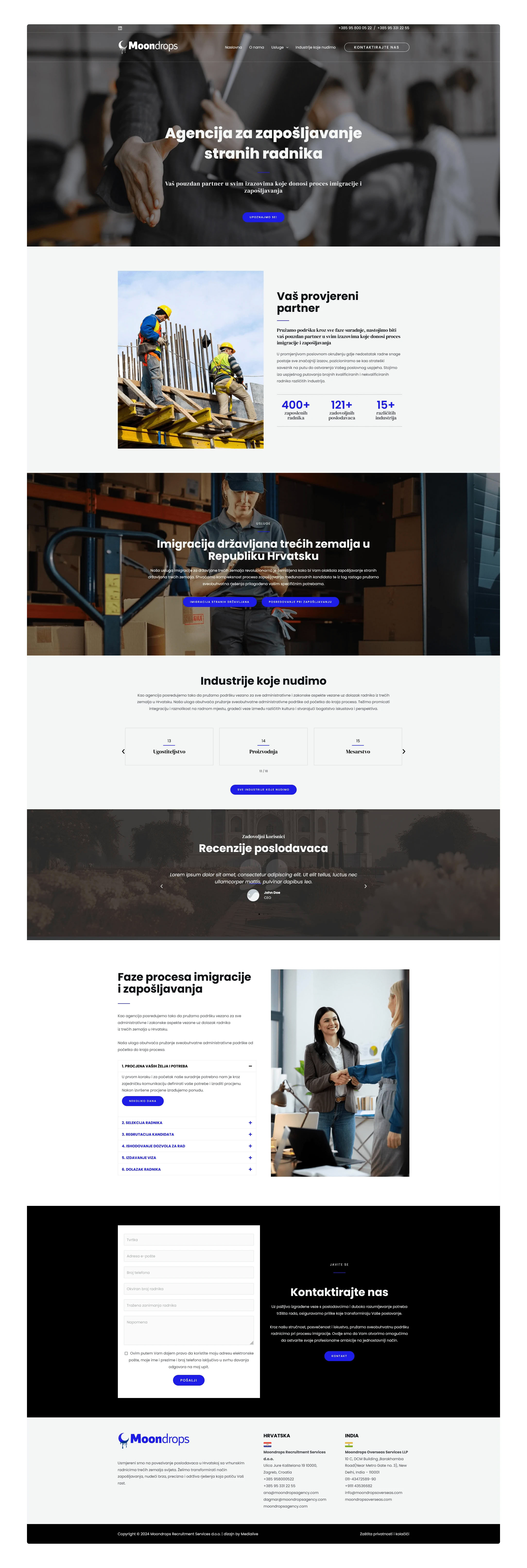 Izrada poslovne web stranice za agenciju za zapošljavanje – Moondrops Agency, Zagreb