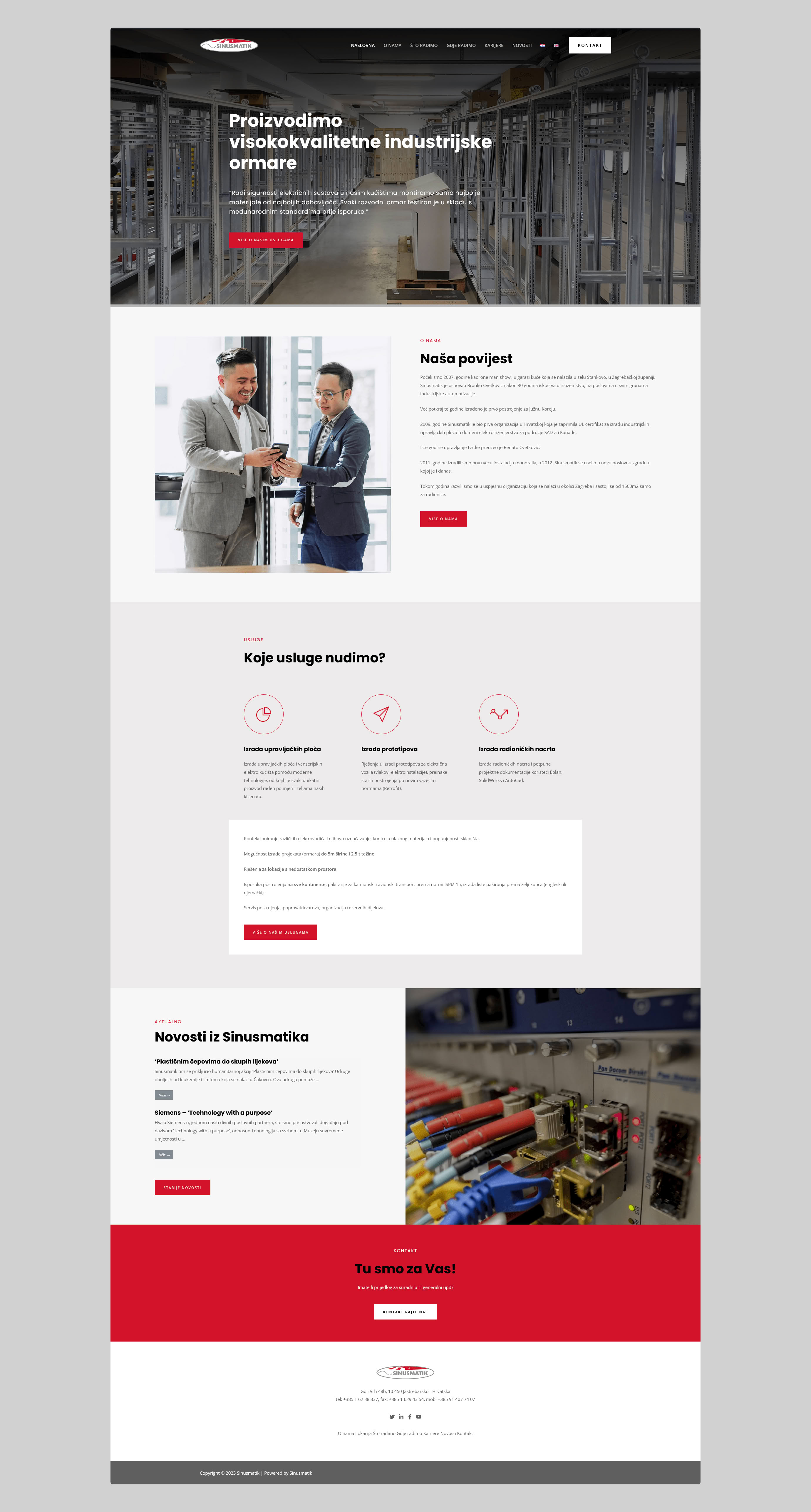 Izrada poslovne web stranice za proizvođača industrijskih ormara – Sinusmatik