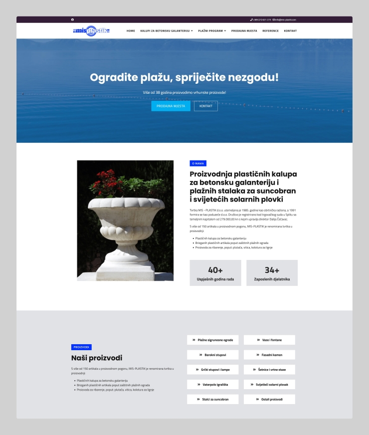Izrada poslovne web stranice za proizvođača plastičnih proizvoda – MIS Plastik, Split