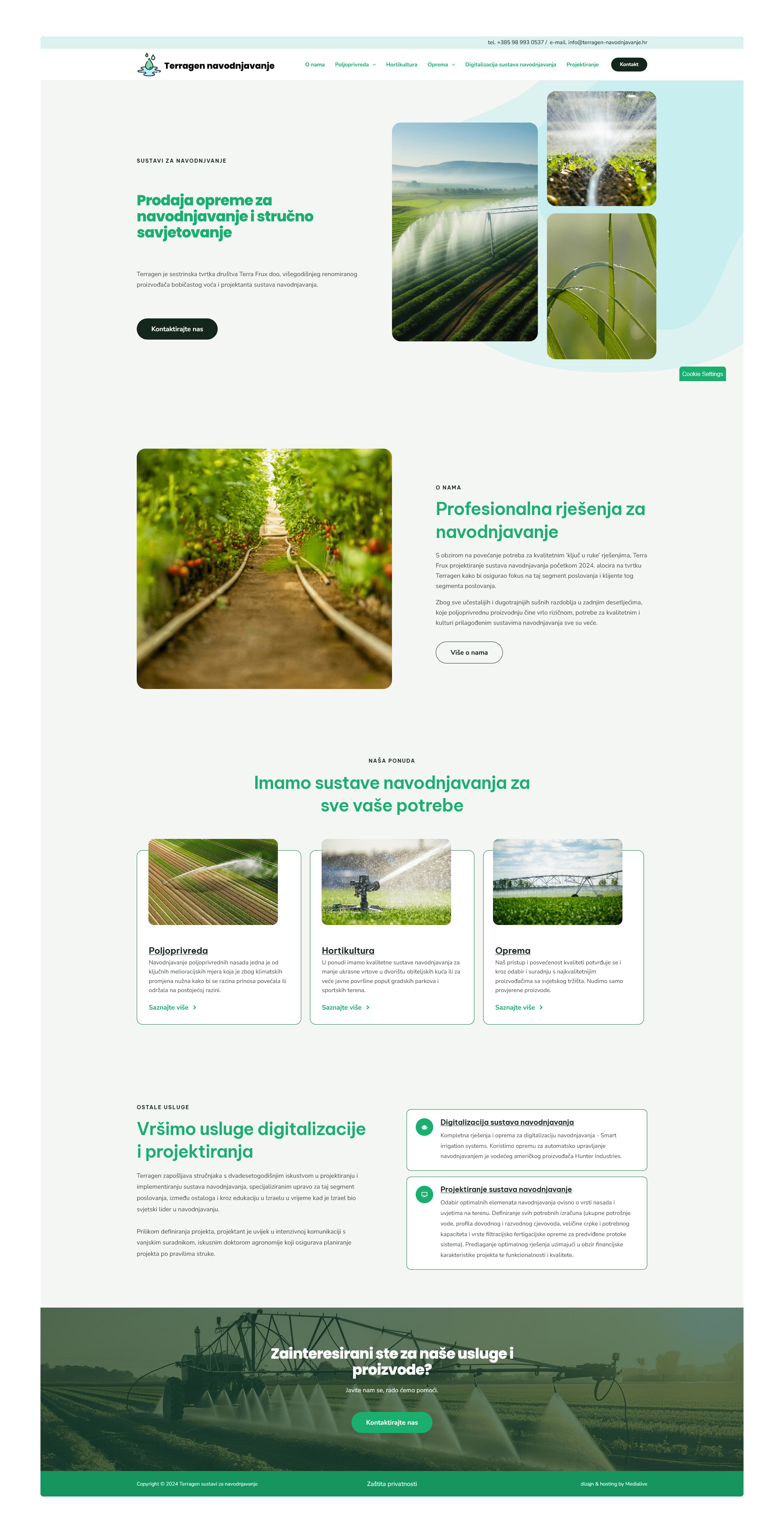 Izrada poslovne web stranice za sustave za navodnjavanje – Terragen