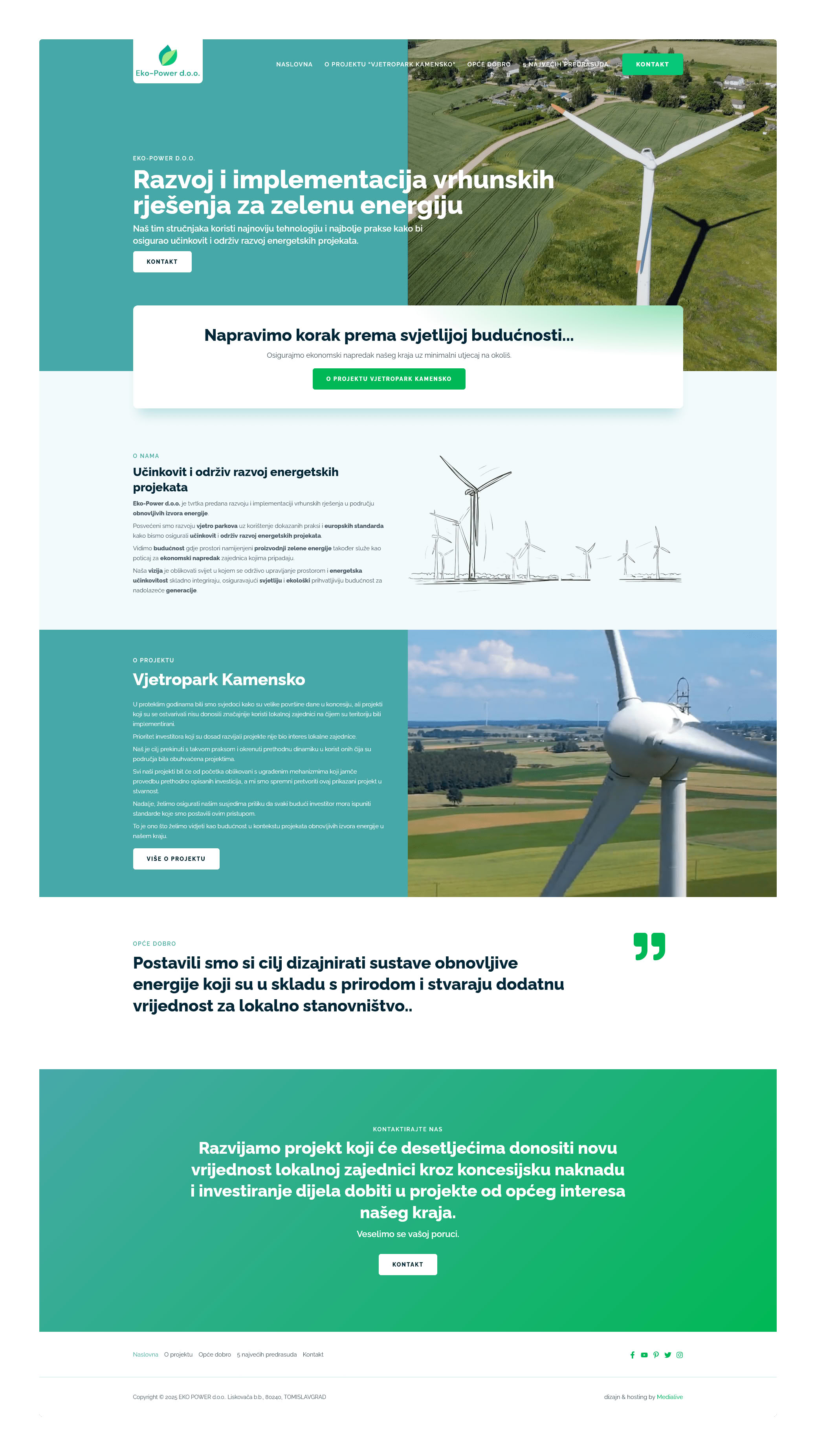 Izrada poslovne web stranice za vjetropark – Ekopower