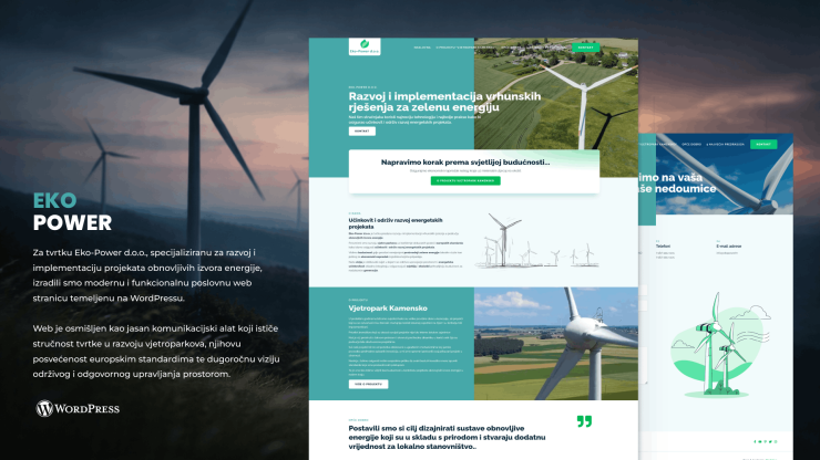 Izrada poslovne web stranice za vjetropark – Ekopower