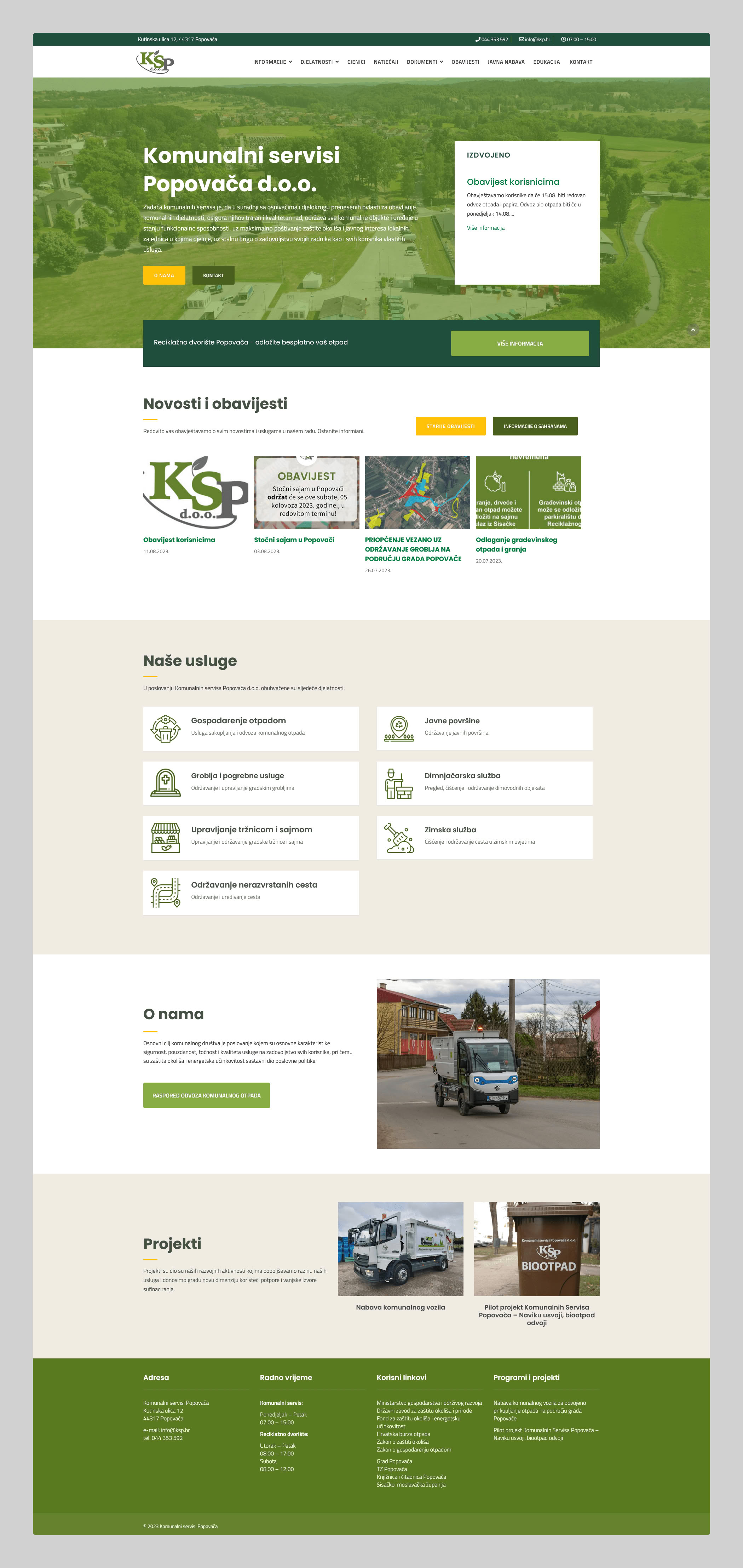 Izrada službene web stranice za komunalno poduzeće – Komunalac Popovača