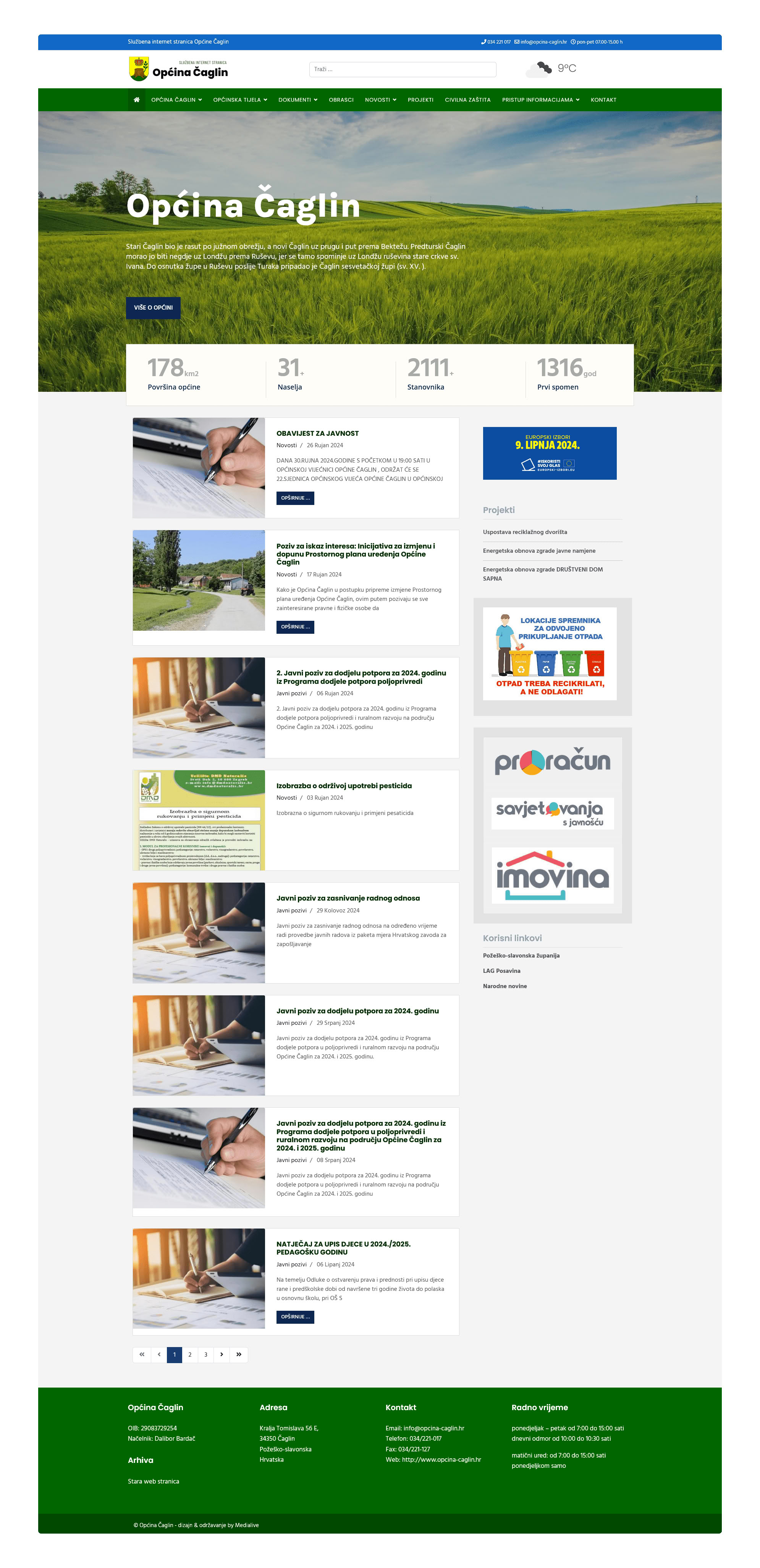 Izrada službene web stranice za općinu – Općina Čaglin