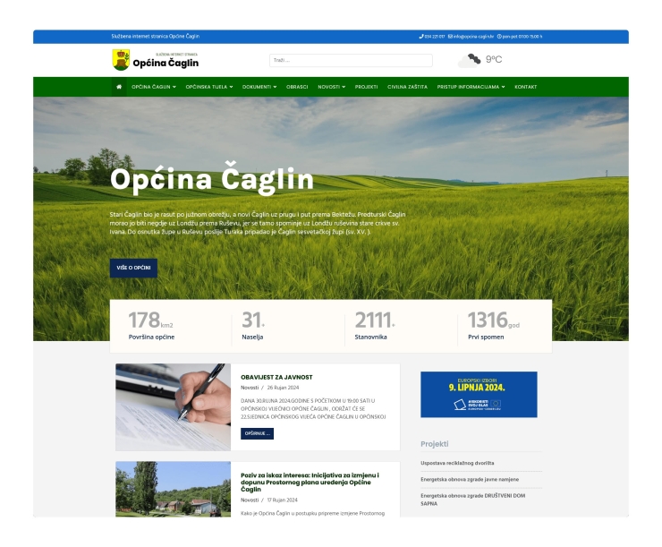 Izrada službene web stranice za općinu – Općina Čaglin