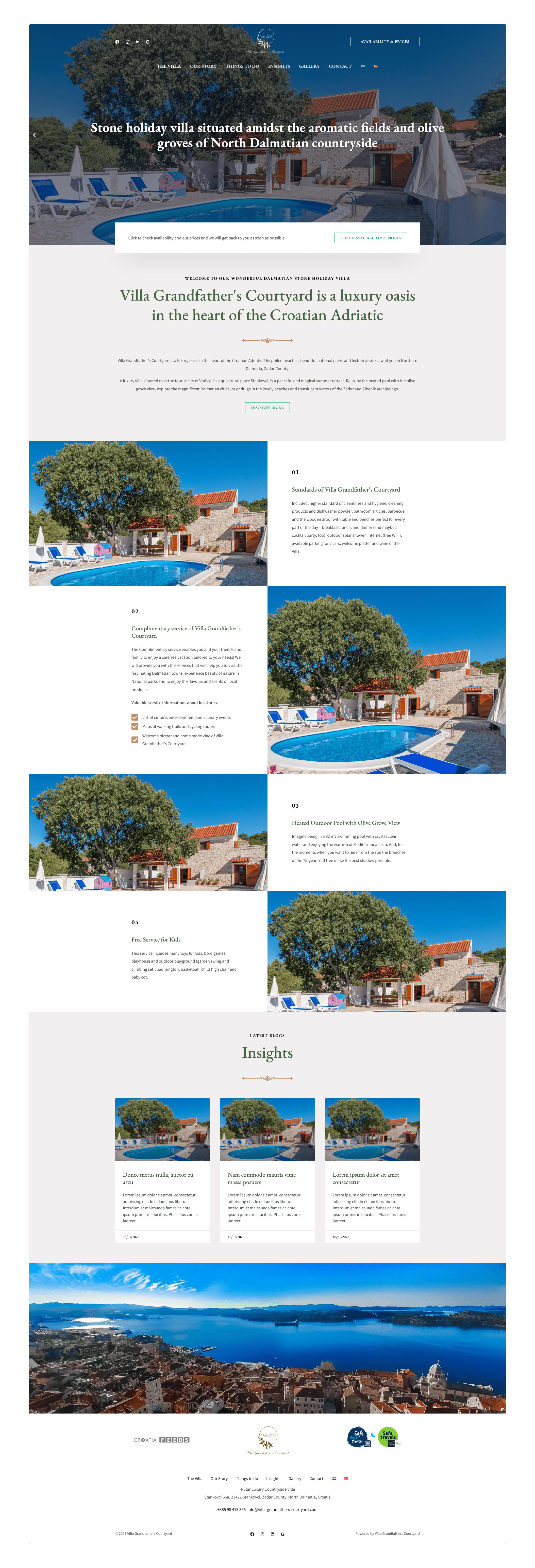 Izrada višejezične web stranice za turistički smještaj – Villa Grandfather's Courtyard