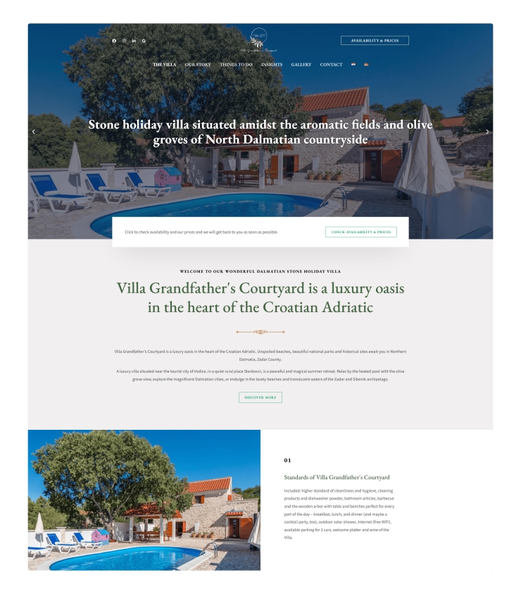Izrada višejezične web stranice za turistički smještaj – Villa Grandfather's Courtyard