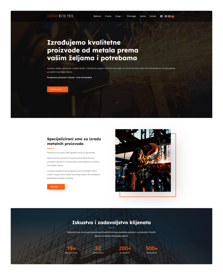 Izrada višejezične WordPress web stranice za proizvođača metalnih proizvoda – Metalpres