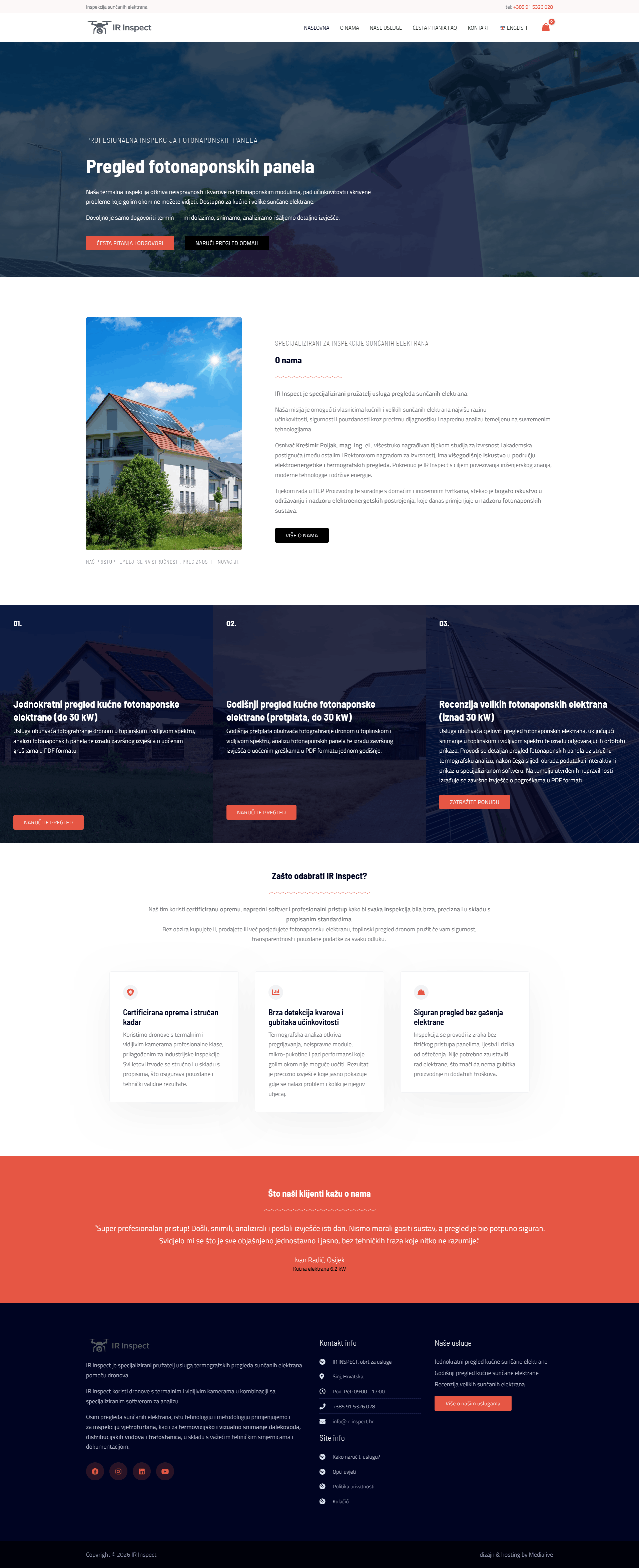 Izrada web stranice i online naručivanja usluga za IR Inspect