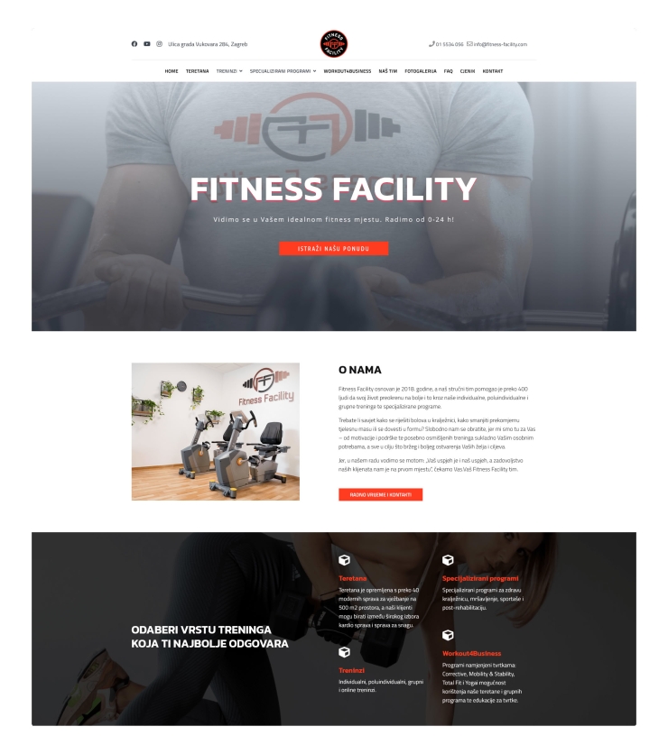 Izrada web stranice za fitness studio – Fitness Facility