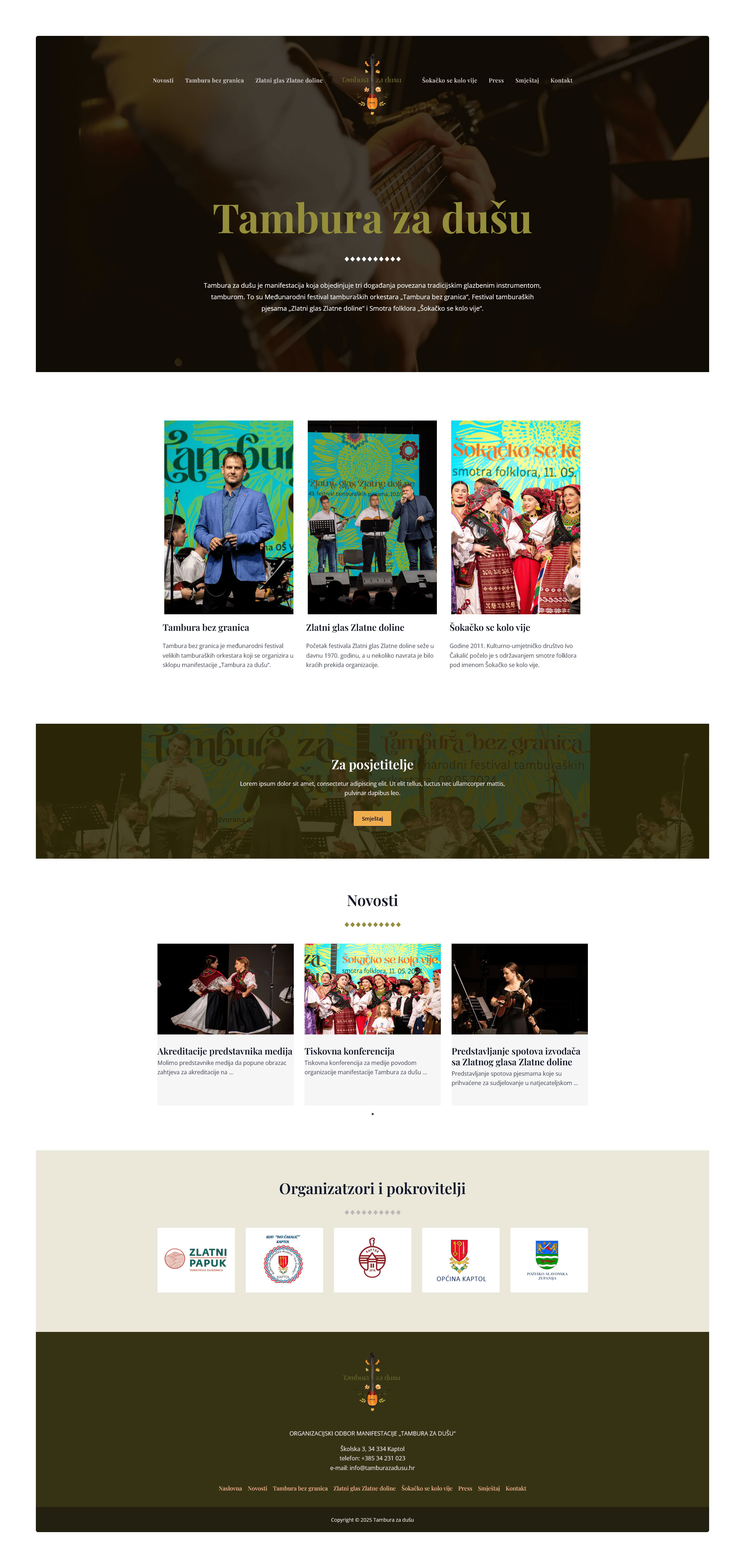 Izrada web stranice za glazbeni festival – Tambura za dušu, Kaptol