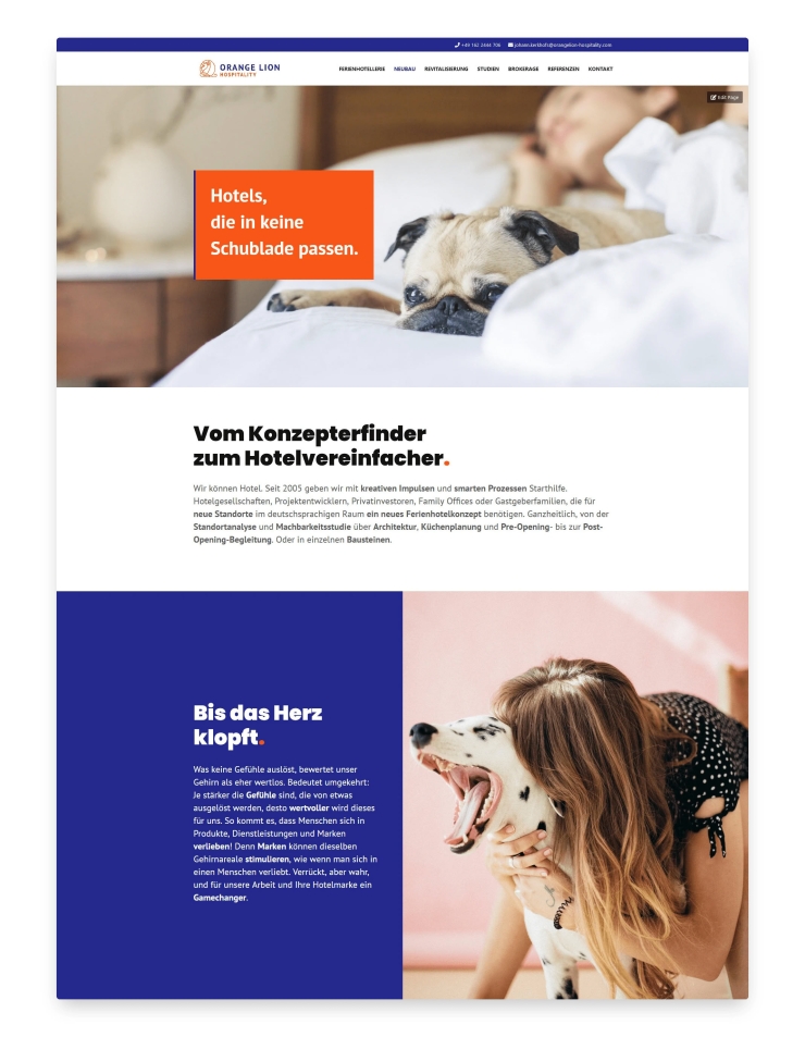 Izrada web stranice za hotelijerski konzultantski biznis – Orange Lion Hospitality, Njemačka