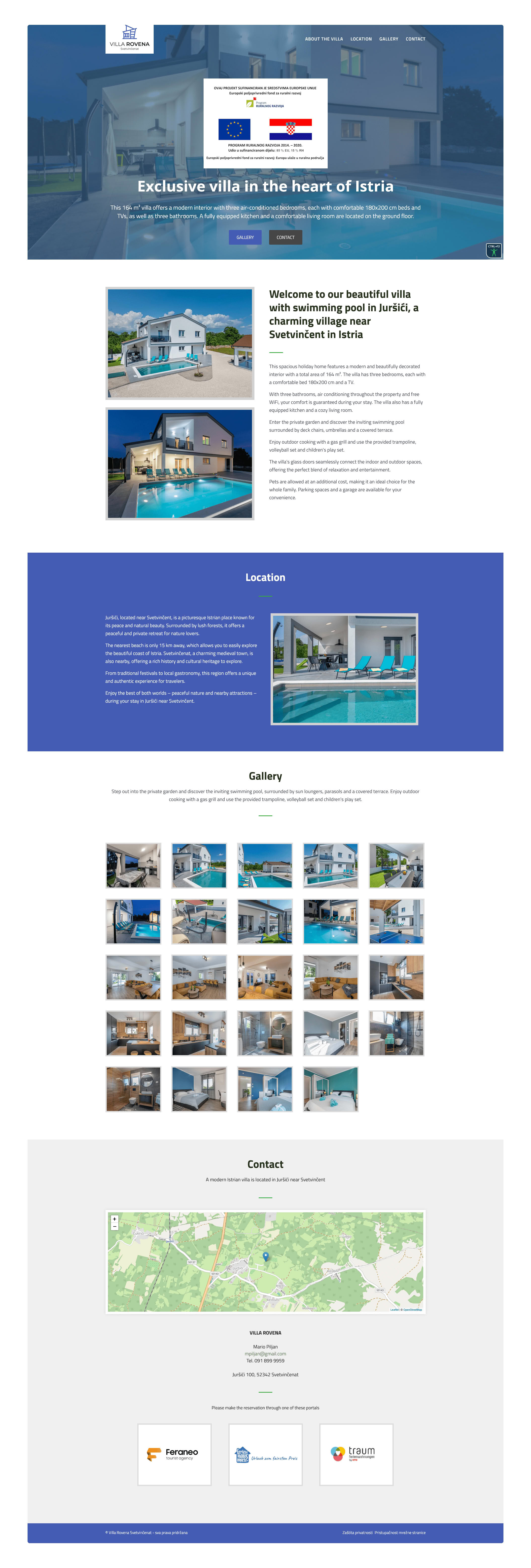 Izrada web stranice za kuću za odmor – Villa Rovena, Istra