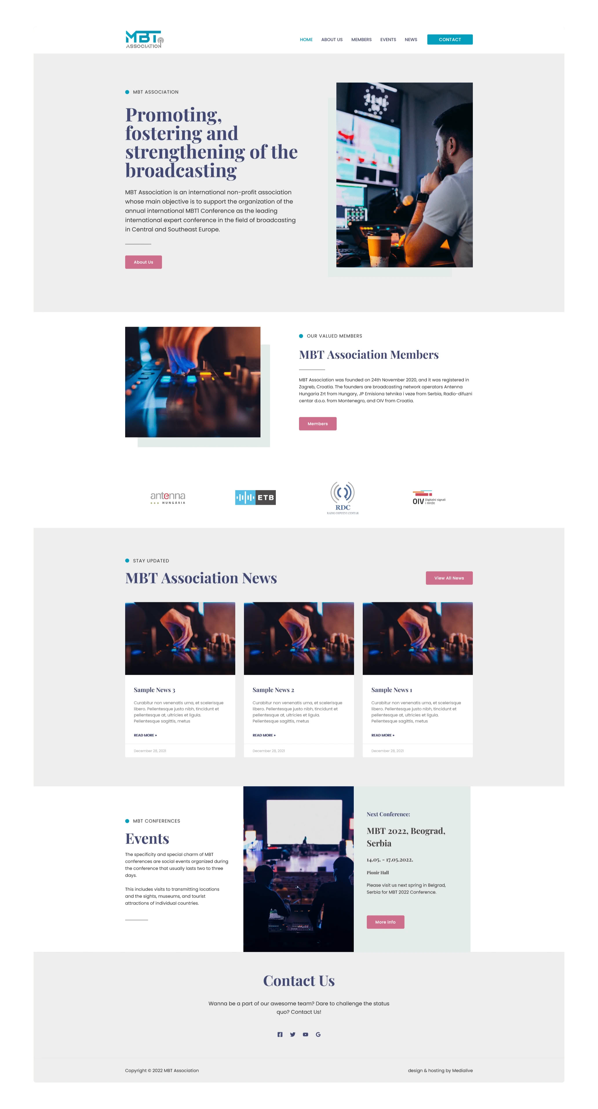 Izrada web stranice za regionalnu konferenciju i udruženje – MBT Associations