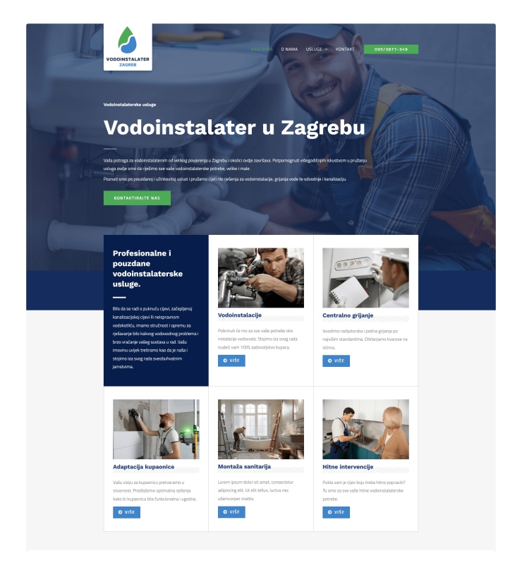 Izrada web stranice za vodoinstalatera – Vodoinstalater Zagreb
