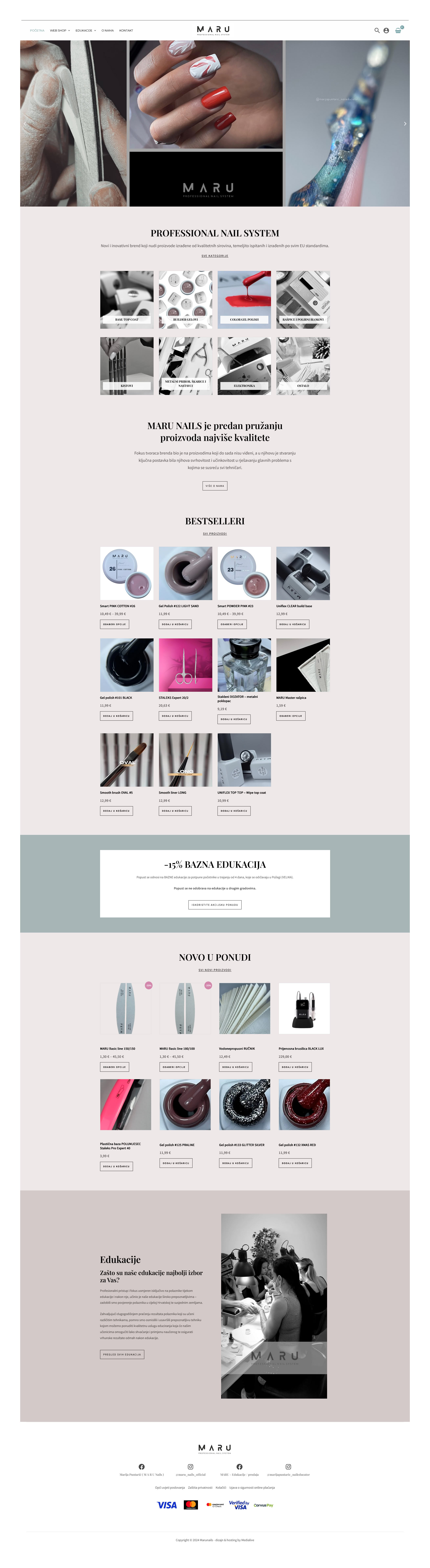 Izrada WooCommerce web shopa za proizvode za ugradnju noktiju – Marunails Shop