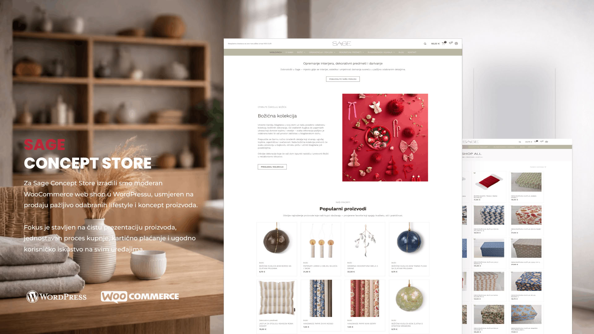 Izrada WooCommerce web shopa za Sage Concept Store