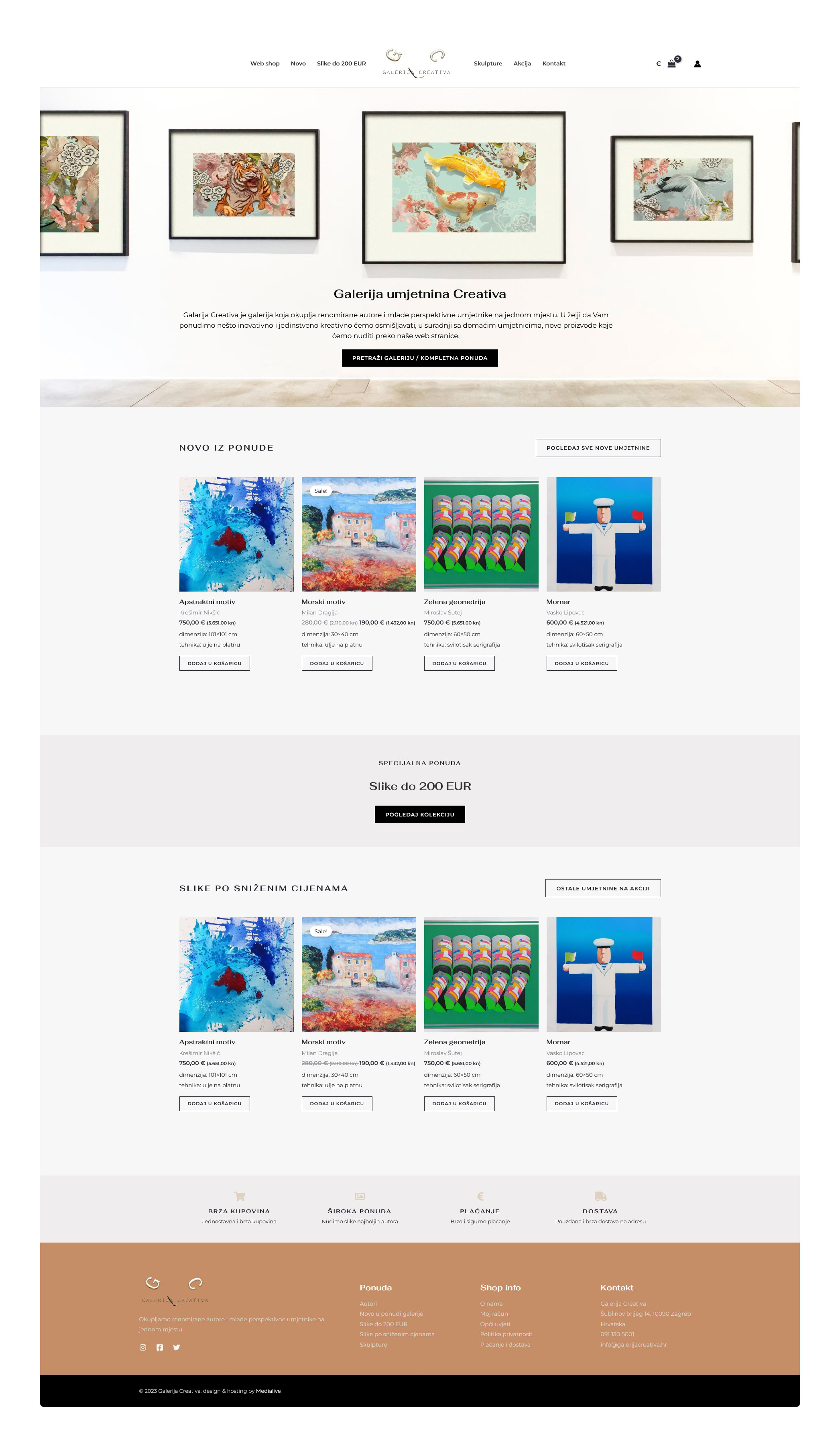 Izrada WooCommerce web shopa za umjetnine – Galerija Creativa