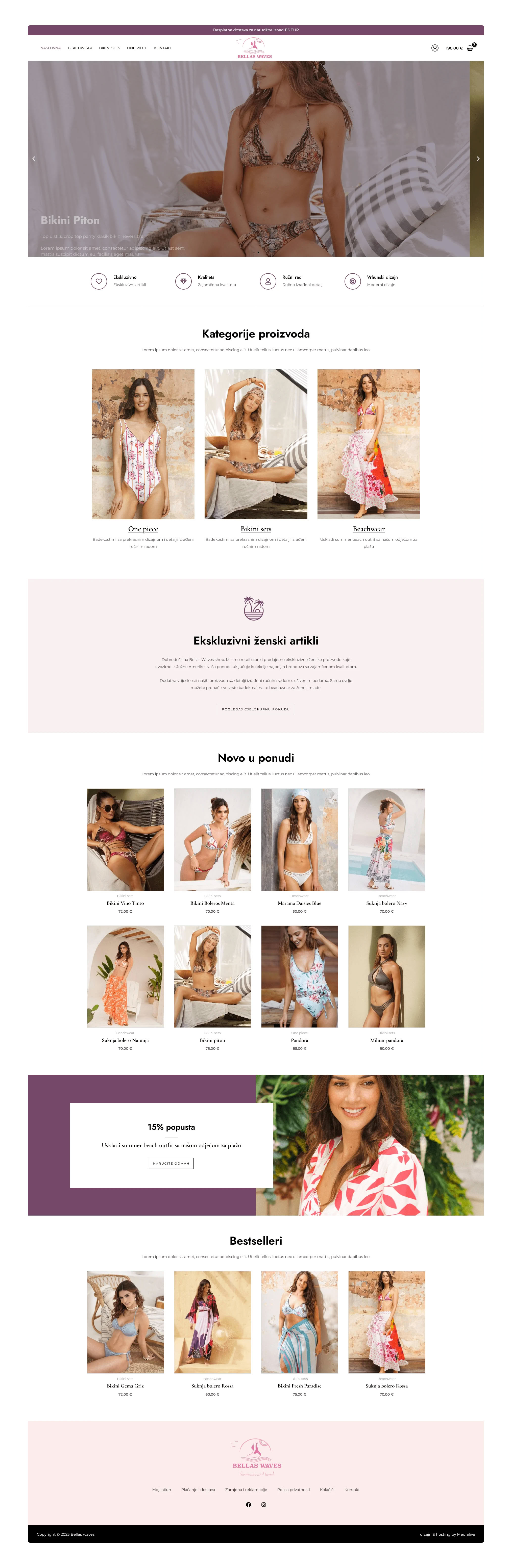 Izrada WooCommerce web shopa za žensku ljetnu odjeću – Bellas Waves