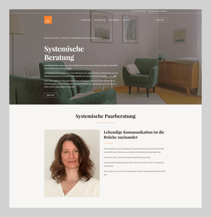Izrada WordPress OnePage web stranice za konzultanticu – Andrea Schlegel (Njemačka)
