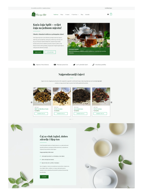 Izrada WooCommerce web shopa za prodaju čajeva – Kuća čaja