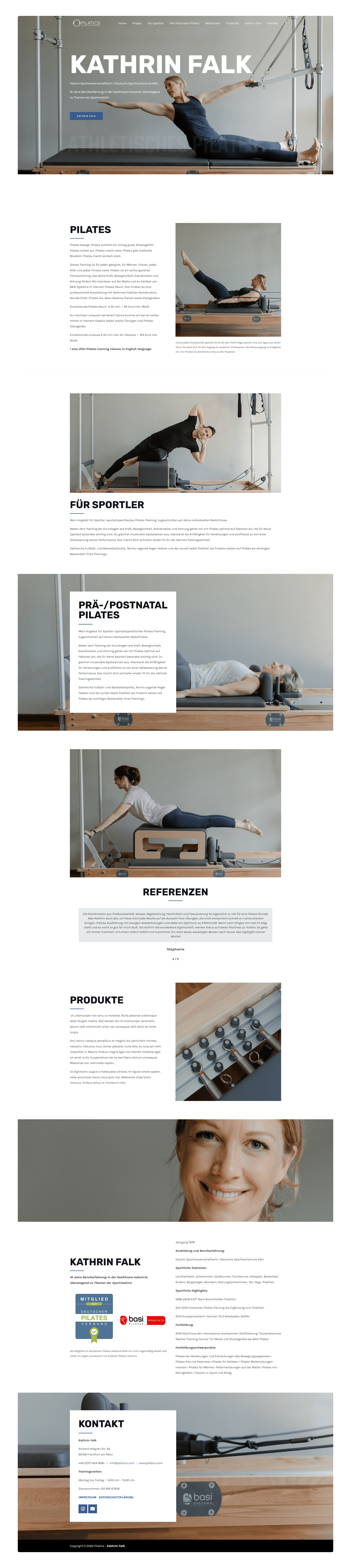 Izrada OnePage web stranice za Pilates trenericu – Kathrin Falk, Njemačka