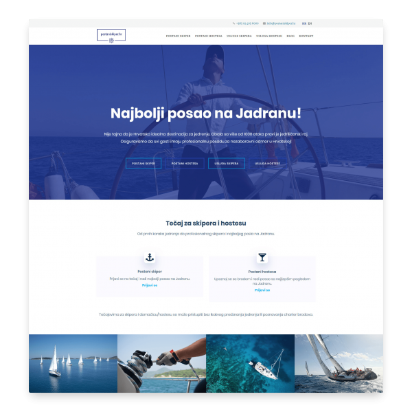 Izrada web stranice za edukaciju skipera i hostesa – Postani Skiper