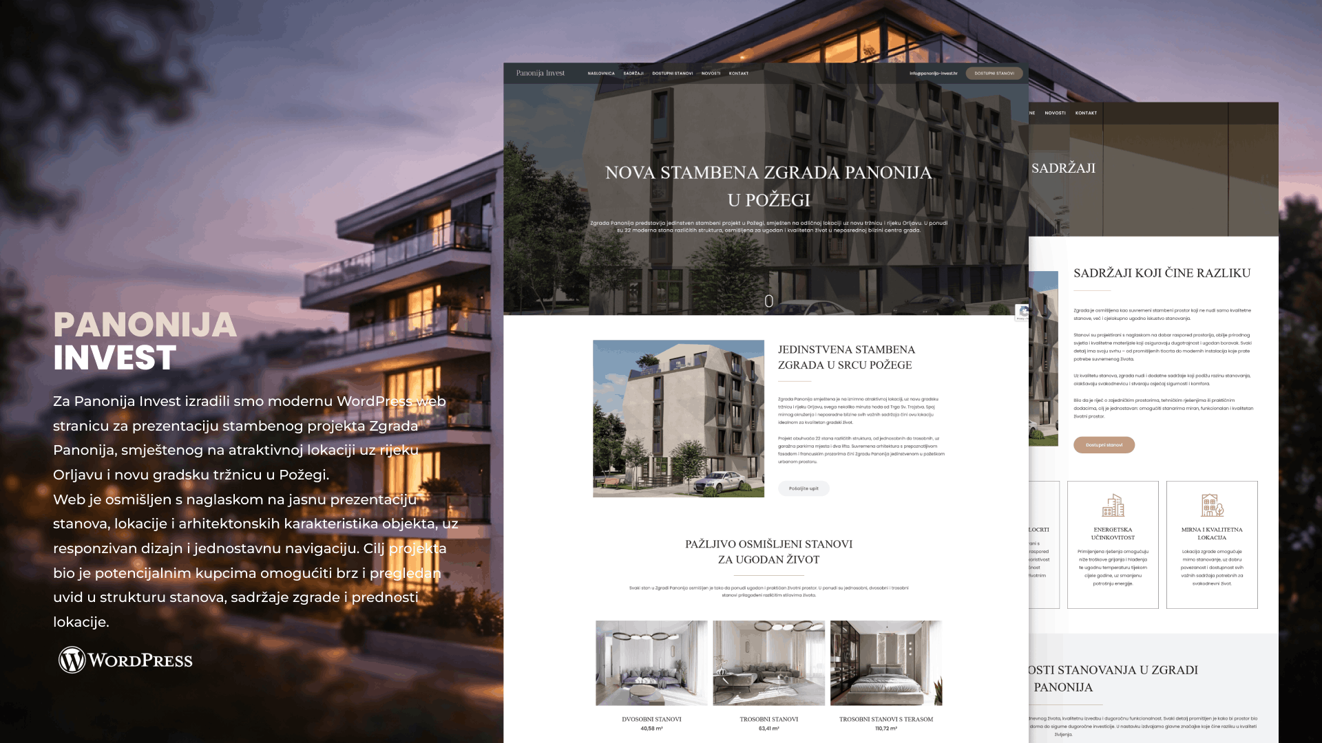 Web stranica za stambeni projekt - Panonija Invest